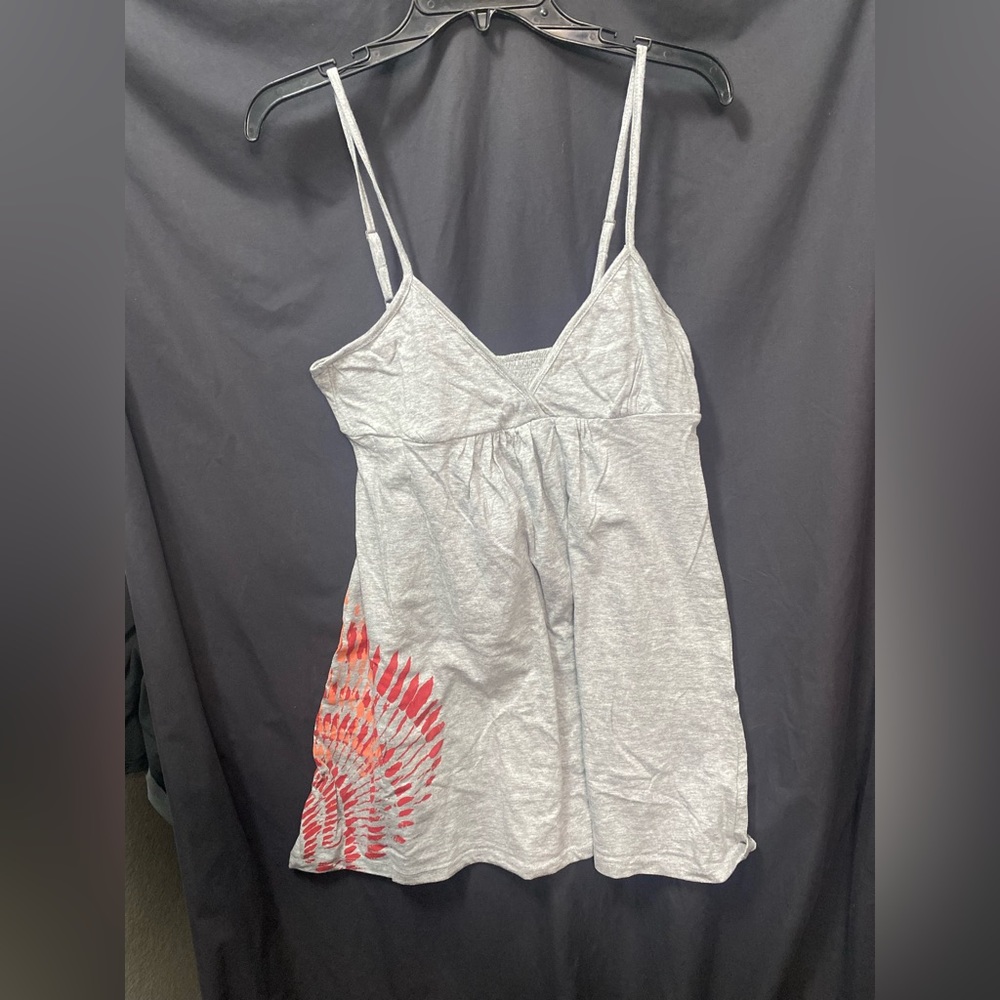 Light Grey Adjustable Spaghetti Strap Top with Multicolored flower